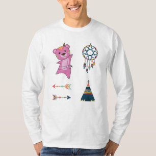 Indian Pink Bear Sticker Set Bear Dreamcatcher T-Shirt