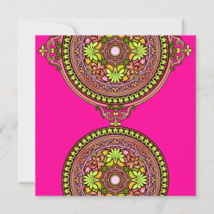 Indian Pink Discs Wedding Invitation