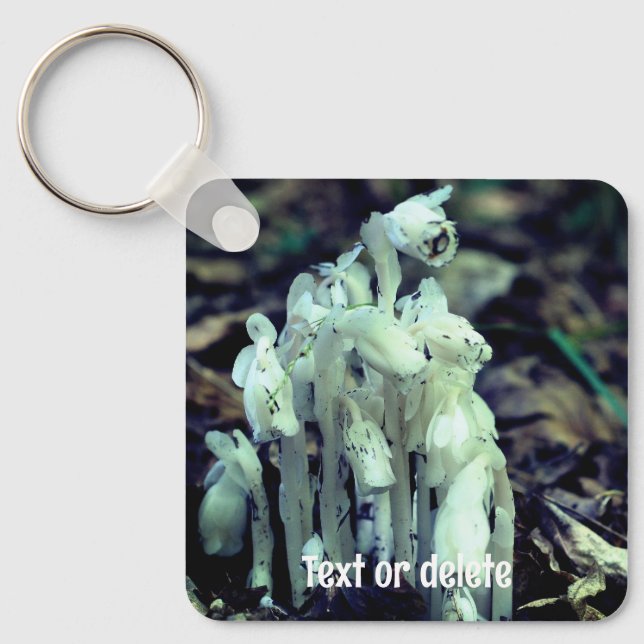 Indian Pipe Forest Wildflower Personalised Key Ring (Front)
