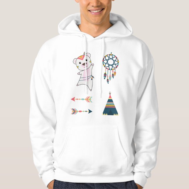 Indian Polar Bear Sticker Set Bear Dreamcatcher Hoodie (Front)