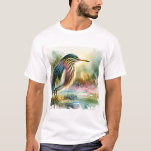 Indian Pond Heron 130924AREF111 - Watercolor T-Shirt