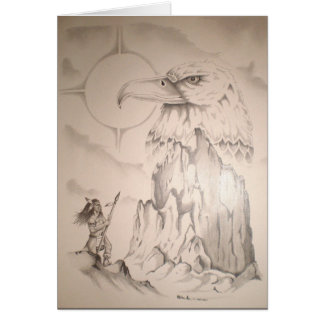 Indian praying at Eagle Rock Tribal Statue.