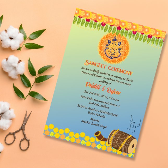 Indian Pre Wedding Sangeet Ceremony Invitation (Creator Uploaded)
