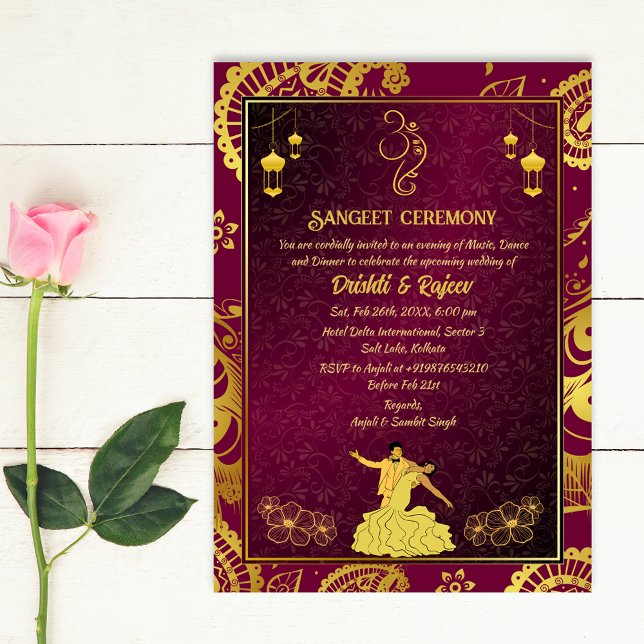 Indian Pre-Wedding Sangeet Ceremony Invitation (Creator Uploaded)