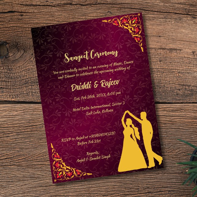 Indian Pre-Wedding Sangeet Ceremony Invitation (Creator Uploaded)
