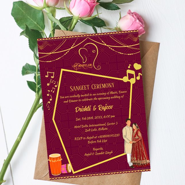 Indian Pre-Wedding Sangeet Ceremony Invitation (Creator Uploaded)