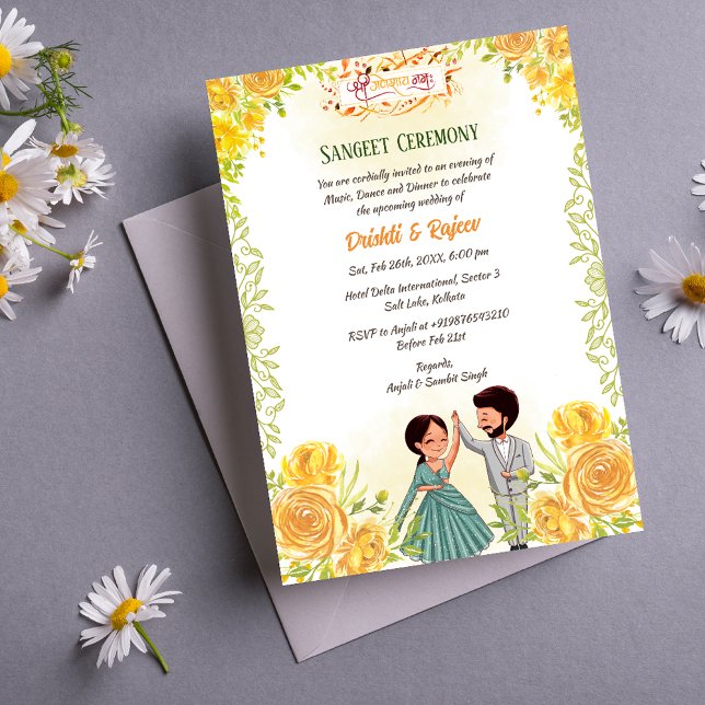 Indian Pre-Wedding Sangeet Ceremony Invitation (Creator Uploaded)