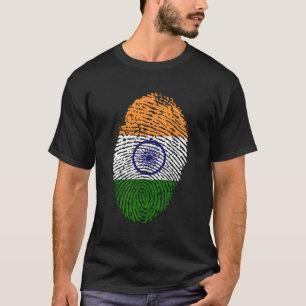 Indian Pride Fingerprint I Love India Flag Indians T-Shirt