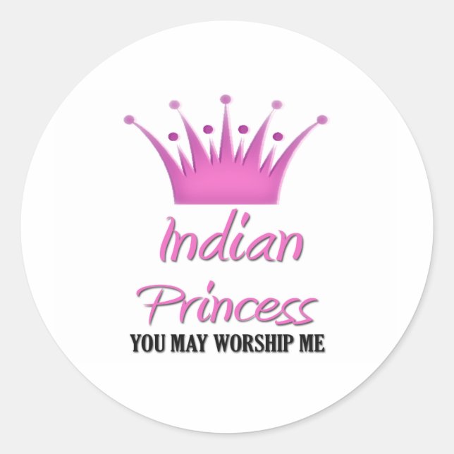 Indian Princess Classic Round Sticker (Front)