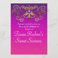 Indian Princess Gold Purple Pink Party Invitations