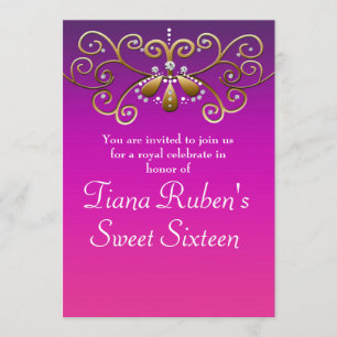 Indian Princess Gold Purple Pink Party Invitations