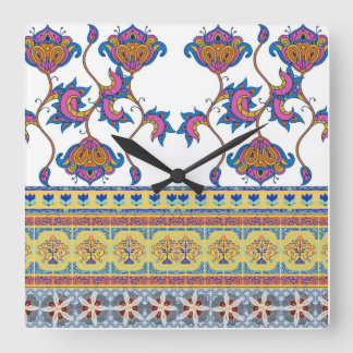 Indian Print Square Wall Clock