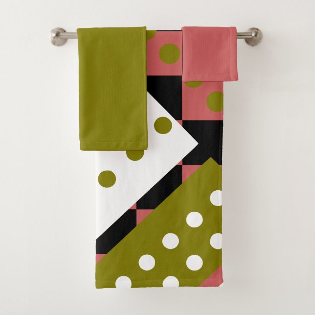 Indian red and green bath towel set (Insitu)
