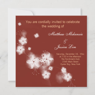 Indian Red Cherry Blossom Wedding Invitation