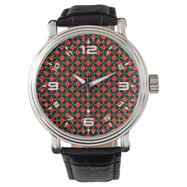 Indian Red Floral Seamless Pattern-43145 Watch (Front)
