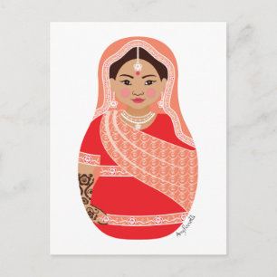 Indian (Red) Matryoshka Postcard