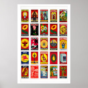 Indian Red Vintage matchbox label Collage print