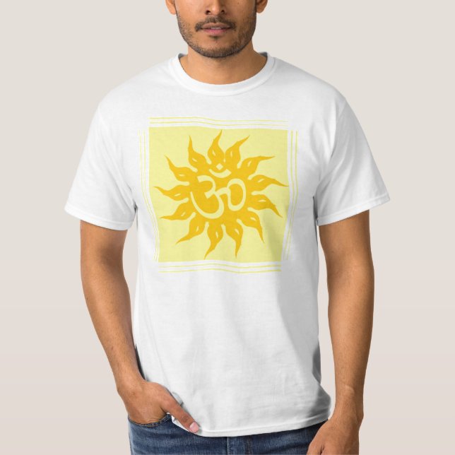 Indian Religious Symbol : Om and Surya T-Shirt (Front)