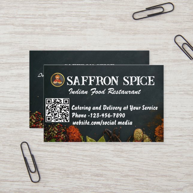 Indian Restaurant Business Card (Front/Back In Situ)