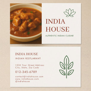 Indian Restaurant Catering Service Photo Business Card