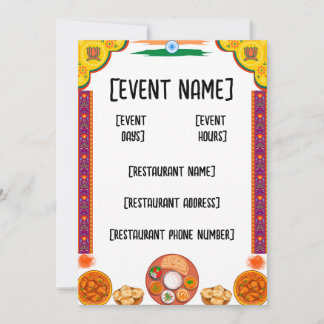 Indian restaurant event and inauguration invitation