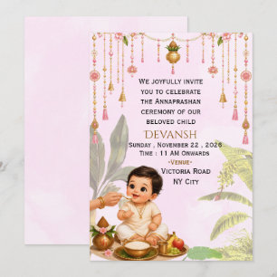 Indian Rice Ceremony Invitation editable template