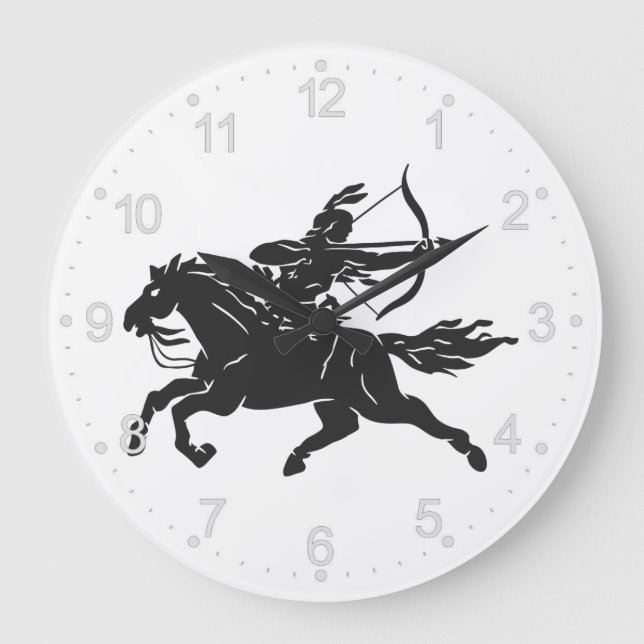 Indian riding horse - Choose background colour Large Clock (Front)