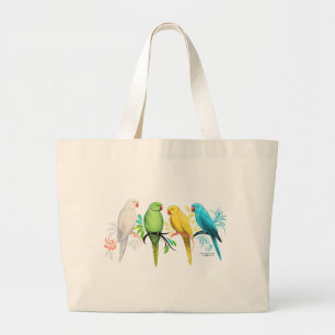 Indian Ringneck Parrots Large Tote Bag