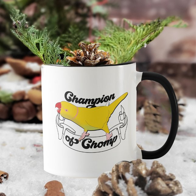 Indian Ringneck Yellow Parrot Bites Funny Bird Dad Mug (Creator Uploaded)