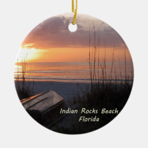 Indian Rocks Beach Florida Sunset Beach Boat Ceramic Ornament