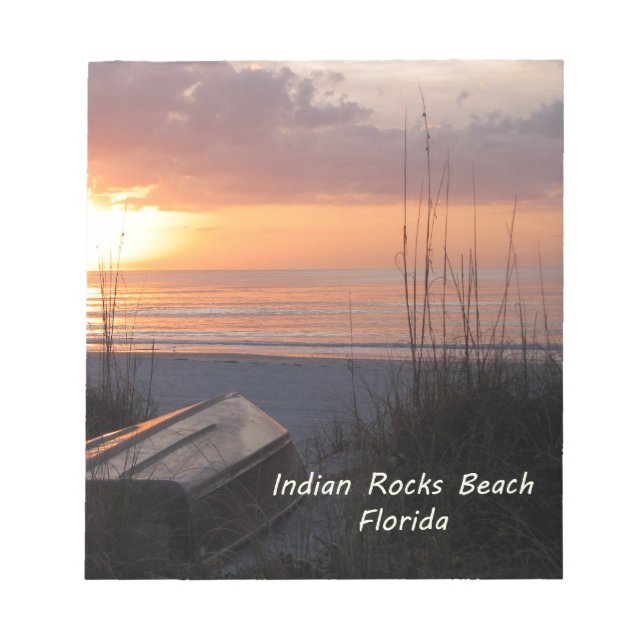 Indian Rocks Beach Florida Sunset Beach Boat Notepad (Front)