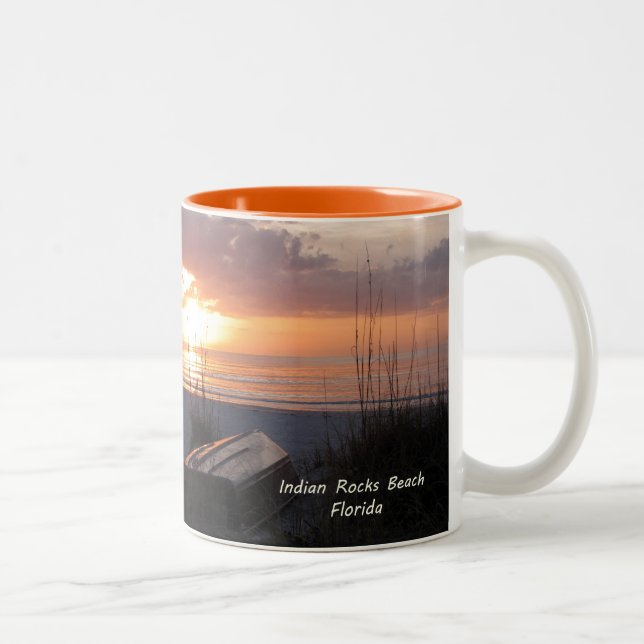 Indian Rocks Beach Florida Sunset Beach Boat Two-Tone Coffee Mug (Right)