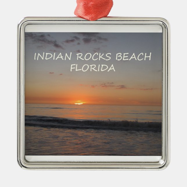 Indian Rocks Beach Florida Sunset Metal Tree Decoration (Front)