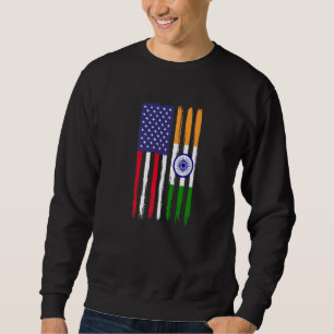 Indian Roots Half American Flag Patriotic Indian Sweatshirt
