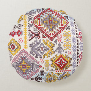 Indian rug, paisley mandala, yoga round cushion