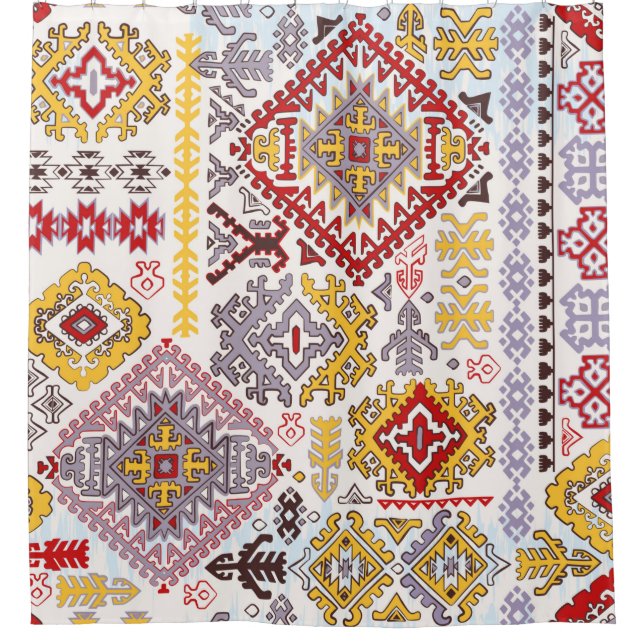 Indian rug paisley ornament pattern. Ethnic Mandal Shower Curtain (Front)