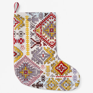 Indian rug paisley ornament pattern. Ethnic Mandal Small Christmas Stocking