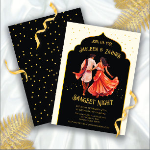 Indian Sangeet Night Dancing Couple Invitation