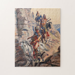 Indian Scouting Party, 1900 by Charles Marion Russ Jigsaw Puzzle