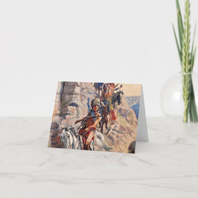 Indian Scouting Party, 1900 by Charles Marion Russ Thank You Card (Front)