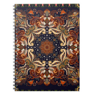 Indian seamless ornament. Vintage symmetric patter Notebook
