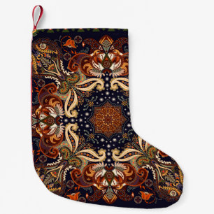 Indian seamless ornament. Vintage symmetric patter Small Christmas Stocking