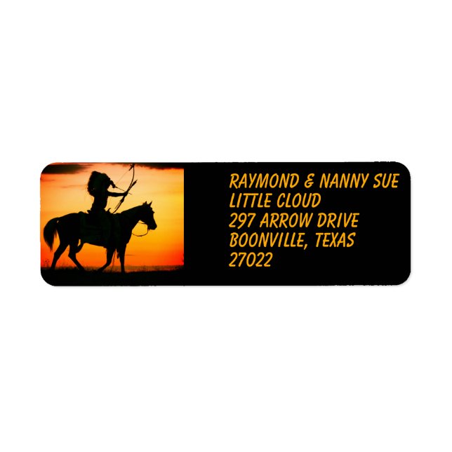 INDIAN SILHOUETTE -2 RETURN ADDRESS LABEL (Front)