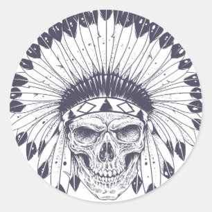 Indian Skull Classic Round Sticker
