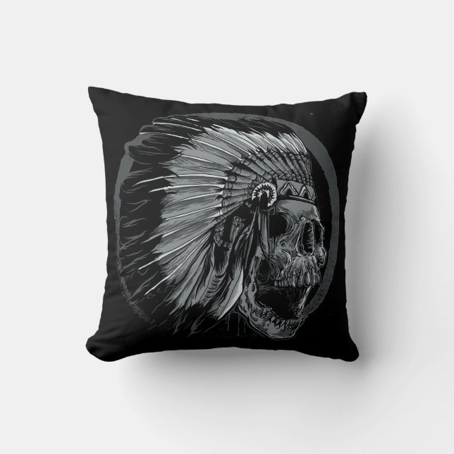 Indian Skull Illustration Cushion (Front)