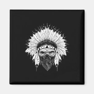 Indian Skull Rag , Native American Tattoo, Zany Br Magnet