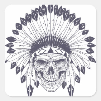 Indian Skull Square Sticker