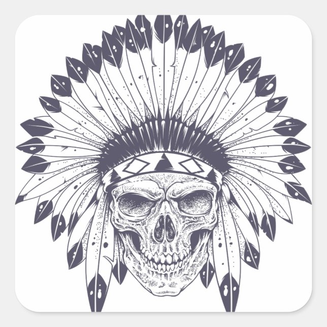 Indian Skull Square Sticker (Front)