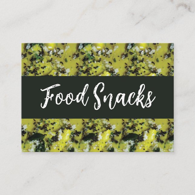Indian Snacks Dhokla Breakfast Food Business Card (Front)