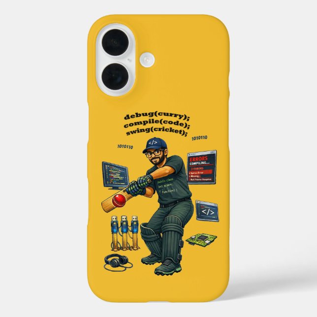 Indian Software Engineer Coder Playing Cricket URM Case-Mate iPhone Case (Back)
